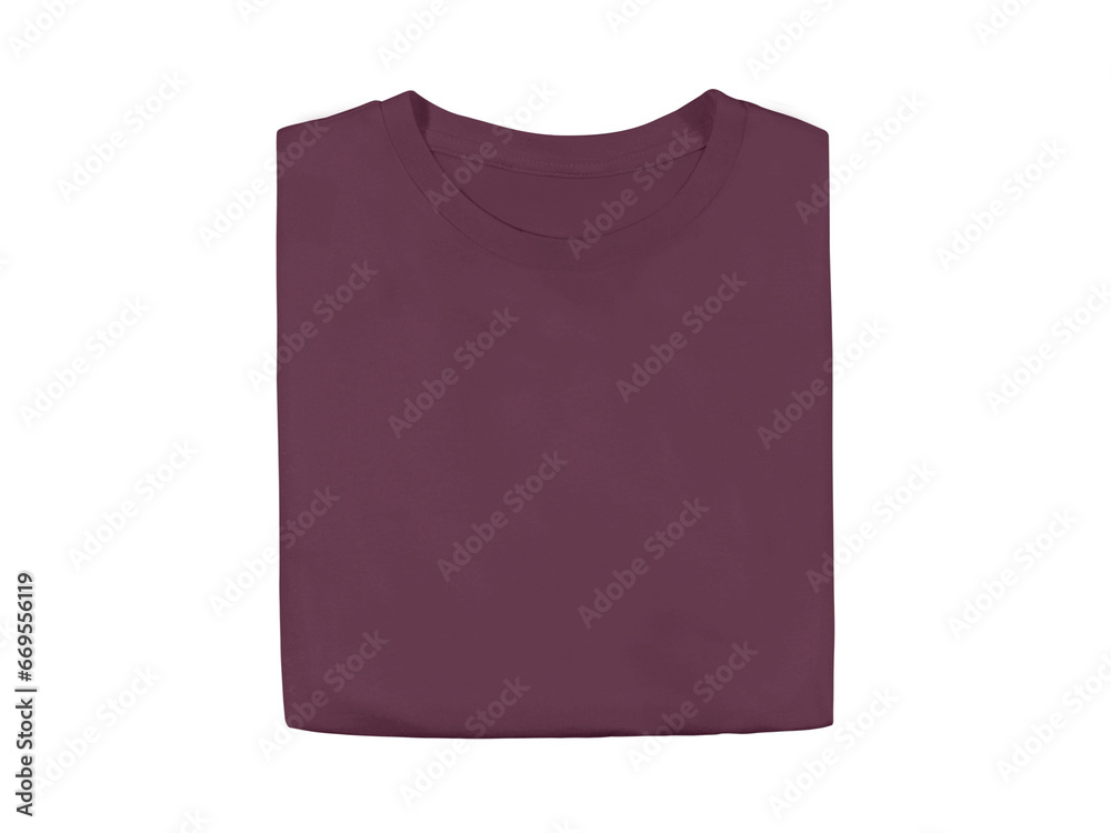 Isolated Heather Maroon red colour blank fashion folded tee front mockup template Isolated Heather Maroon red colour blank fashion folded tee front mockup template