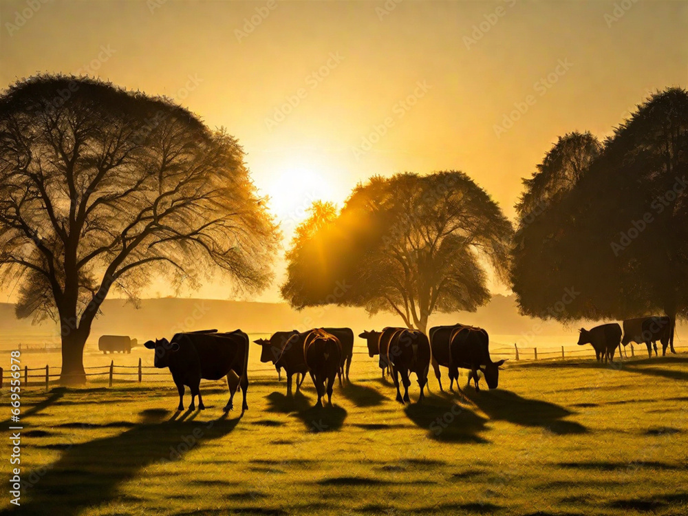 Naklejka premium Animal farm, cow photography, generative ai