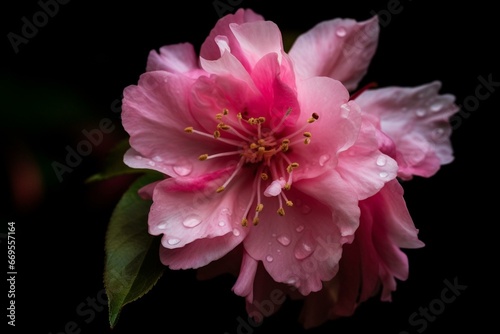 A big pink blossom dropping petals. Generative AI