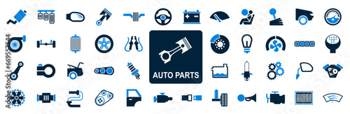 Set auto parts icons, car parts isolated signs collection, elements of the car – stock vector photo