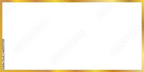 Gold luxury shiny vintage frame with reflection, horizontal golden border decoration - stock vector