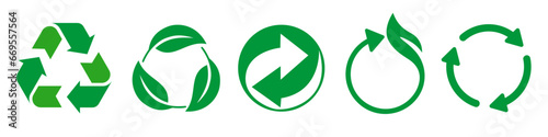 Recycle set icons for environmental concept of ecological waste management, sustainable and economical lifestyle, reuse signs collection - stock vector