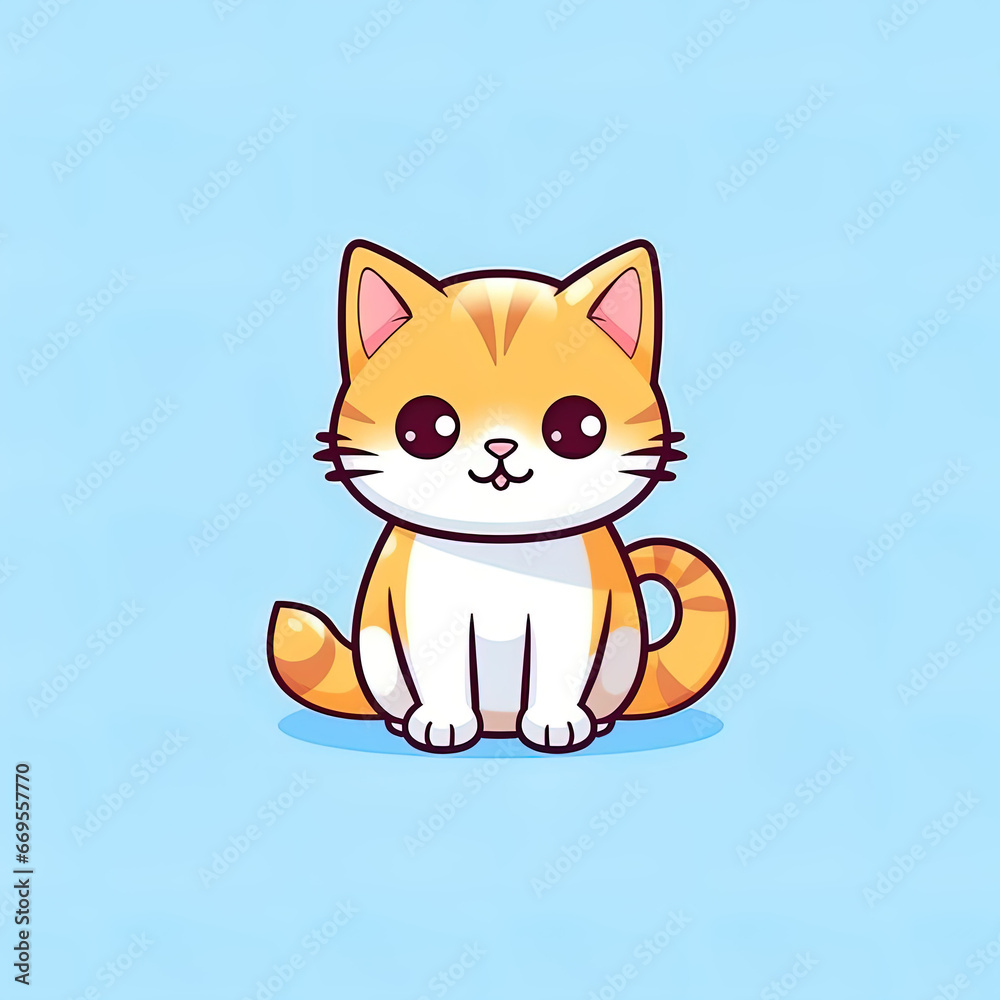 Obraz premium illustrated cat, sticker art, print ready sticker art