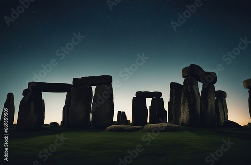 Stonehenge at sunset - Created with Generative AI Technology