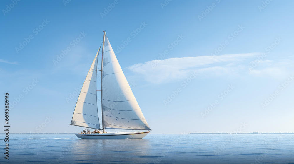 A single sailboat drifting lazily across a calm sea