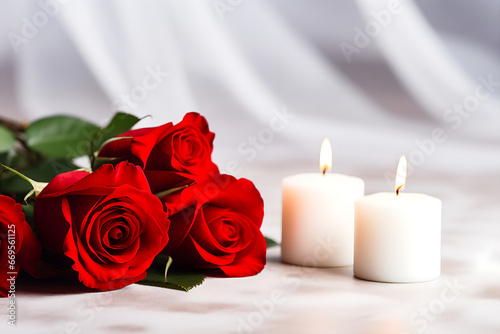 red roses and candles, romantic background
