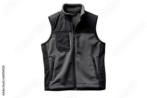 Vest Men black fleece Polyester, Windproof Softshell On Transparent Background