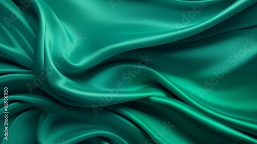 Luxury bright green liquid background with drapes. AI generated