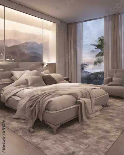 modern bedroom interior - Created with Generative AI Technology