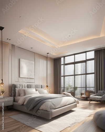 modern bedroom interior - Created with Generative AI Technology © Faris