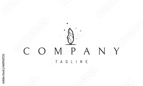 A vector logo with an abstract image of a crystal on a background of stars.