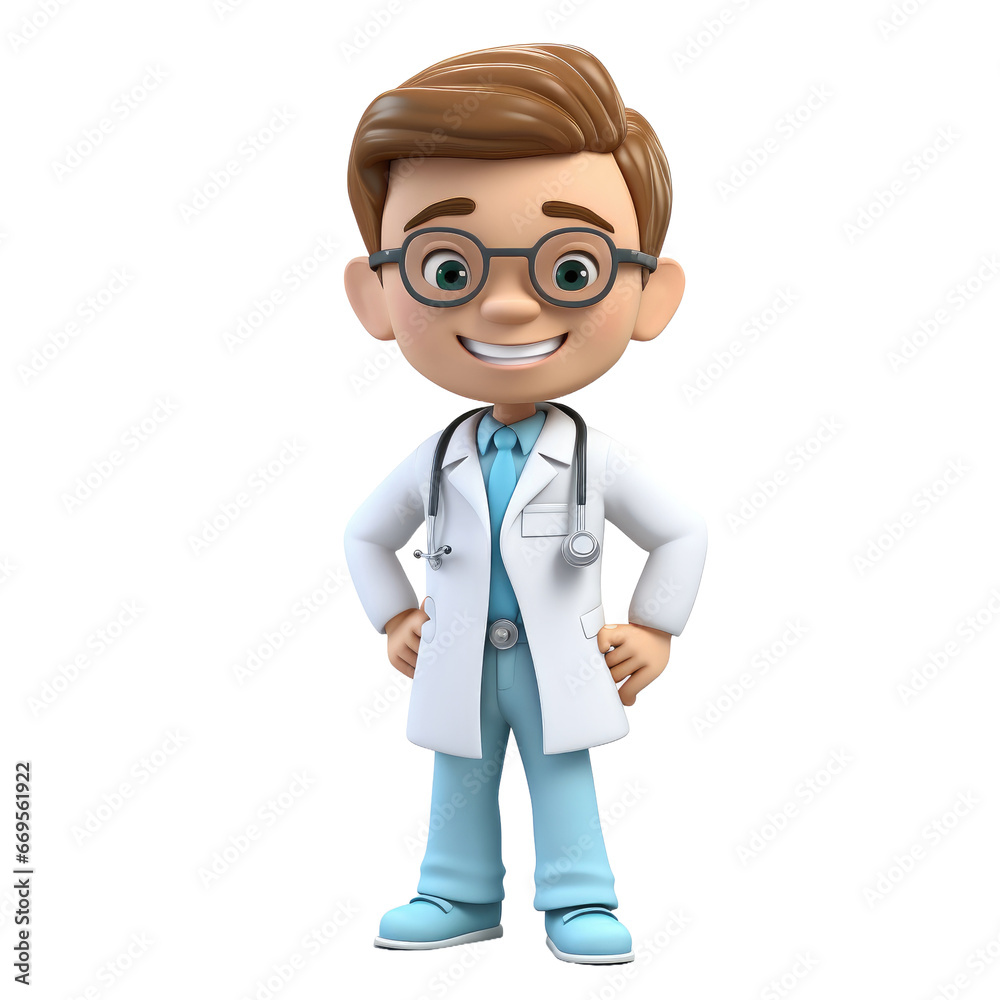 3d white people doctor on a white background
