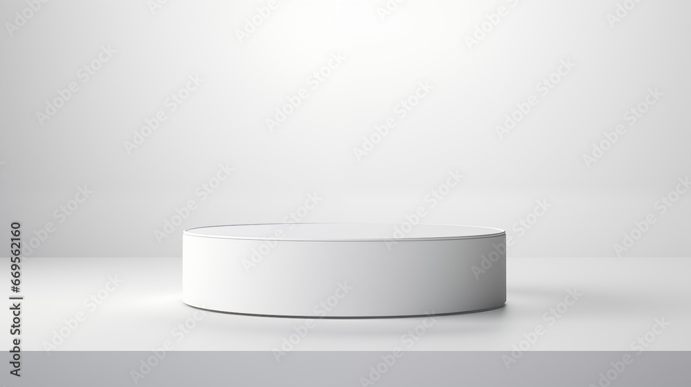 Glossy round podium on table counter with natural light 3d podium, AI generated Glossy round podium on table counter with natural light 3d podium, AI generated