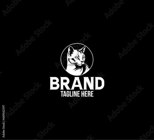 domestic cat logo retro style vector