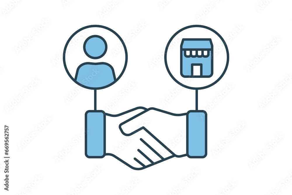 Customer relationship icon. icon related to marketing. Flat line icon style. Simple vector design editable