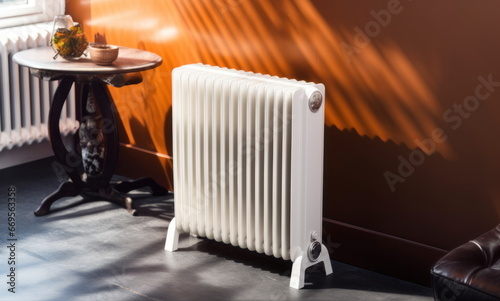 Oil-filled electrical mobile radiator heater for home