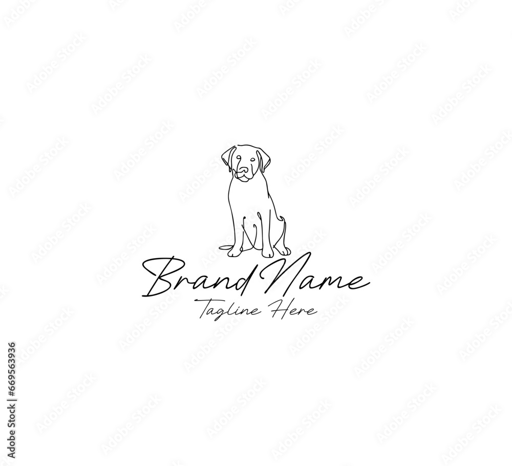 labrador Dog logo template one line style