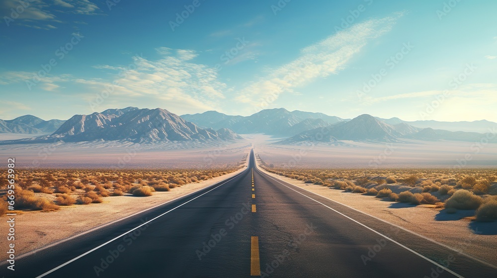 Highway in the desert mountains made with Ai generative technology