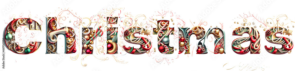 Decorative text saying Christmas Decorative text saying Christmas