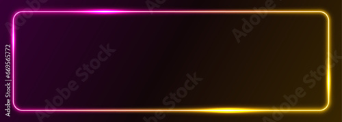 Vector 3d render, square glowing in the dark, pink blue neon light, illuminate frame design. Abstract cosmic vibrant color backdrop. Glowing neon light. Neon frame with rounded corners.