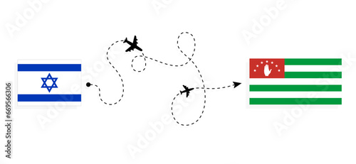 Flight and travel from Israel to Abkhazia by passenger airplane Travel concept