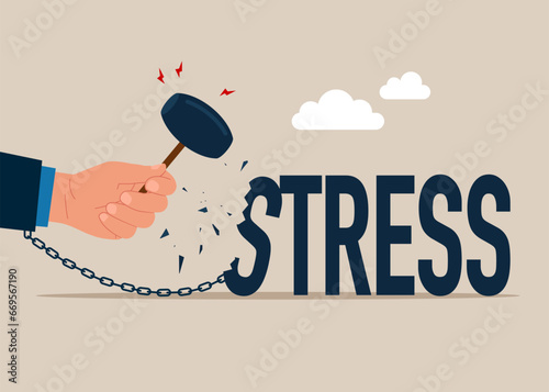 Uses sledgehammer and breaks huge word stress.  Flat vector illustration