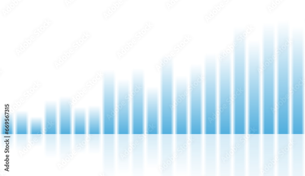 Abstract blue growing financial linear graph chart background. Vector smooth stripes tech design
