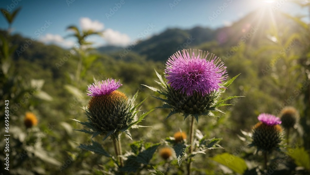 Rugged Beauty: Bull Thistle Flowers in the Wild