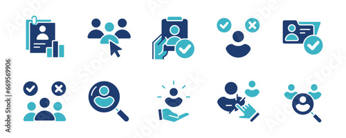hiring interview job recruitment icon set business employee management headhunting hire choose candidate vector illustration