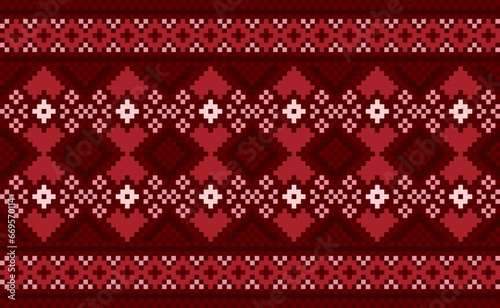 Ethnic pixcel art pattern, Vector Geometric tribal background, Cross stitch fashion abstract style