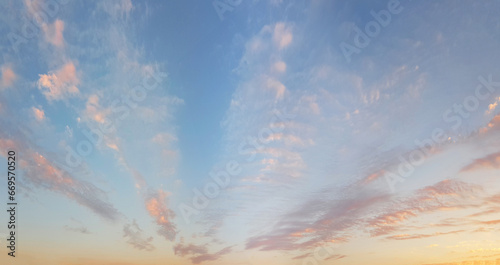 Beautiful dawn. Atmosphere sky horizon landscape. Morning sky with cloud and sunlight