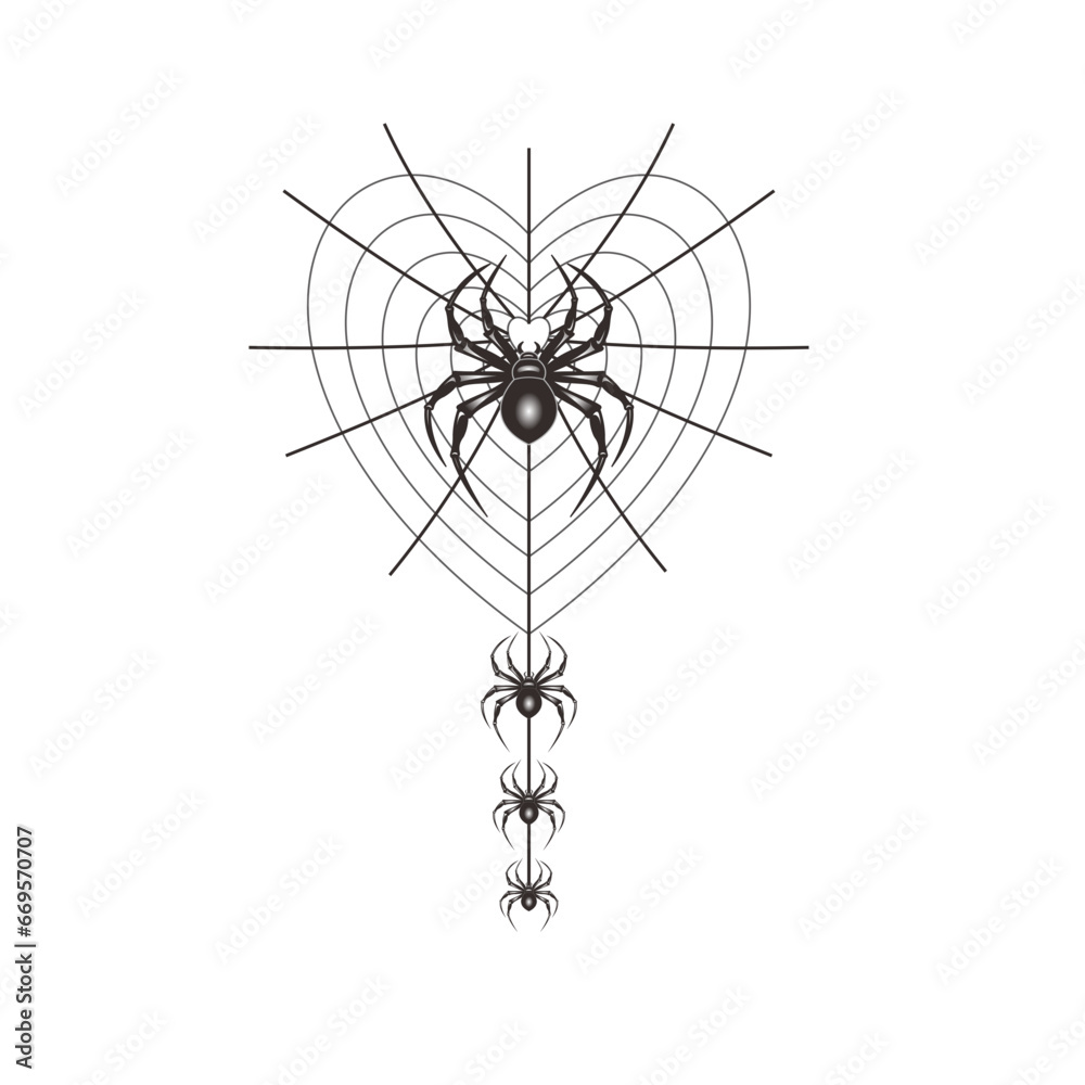 Fototapeta premium black spiders with web icon for Halloween Day