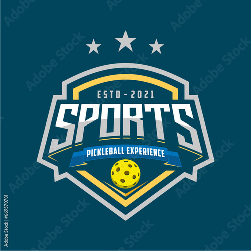 Emblem badge Pickle ball club logo design