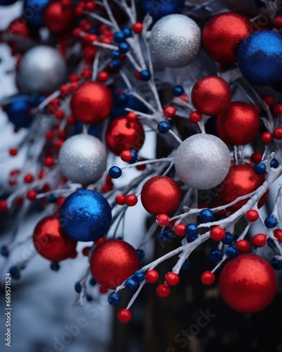 closeup of beautiful christmas balls - ai-generated