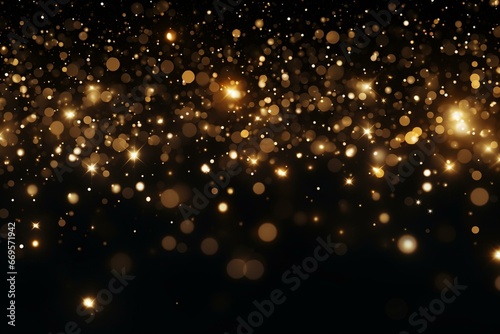 Animated Christmas background with falling golden light particles on a black background, in vertical composition. Generative AI © Phoenix