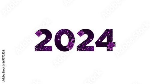 Happy New Year 2024 Stylish Text on transparent background. Happy New Year greetings.