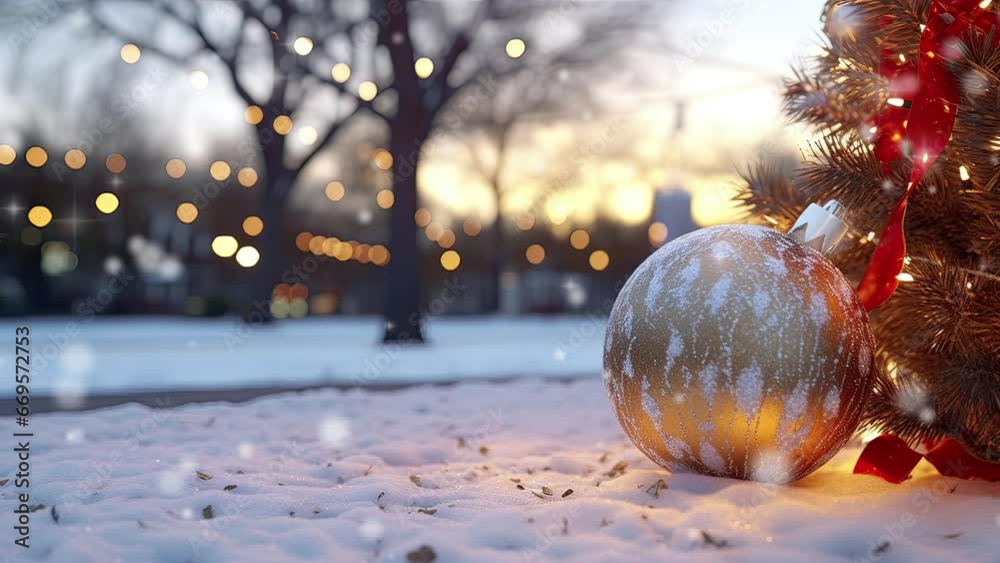 christmas ball on the snow