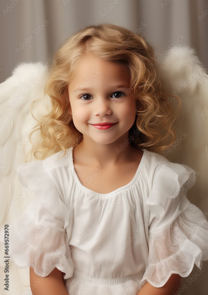 portrait of a beautiful little girl dressed as an angel - ai-generated portrait of a beautiful little girl dressed as an angel - ai-generated