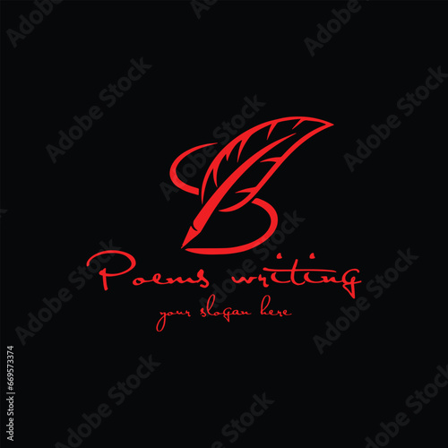 letters b poem writing logo design vector