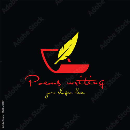 letters b poem writing logo design vector