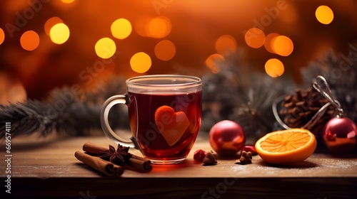 Tea Backgrounds Red mulled wine and spices