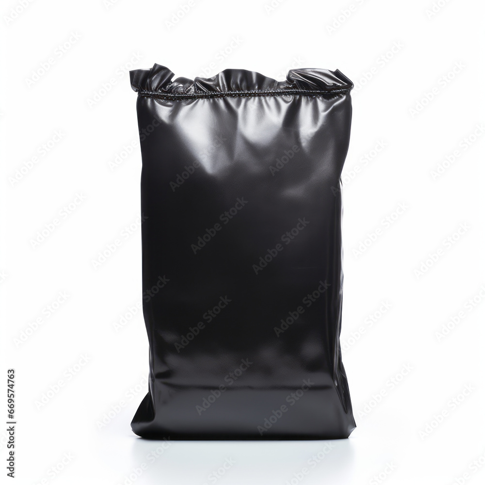 Black bag with puffs, isolated on a white background Black bag with puffs, isolated on a white background