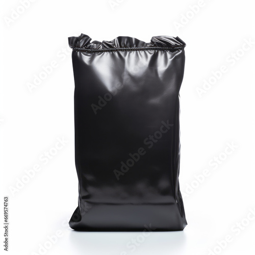Black bag with puffs, isolated on a white background