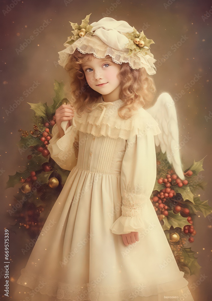 lovely victorian child, dressed as a christmas angel, suitable for greeting cards - ai-generated lovely victorian child, dressed as a christmas angel, suitable for greeting cards - ai-generated