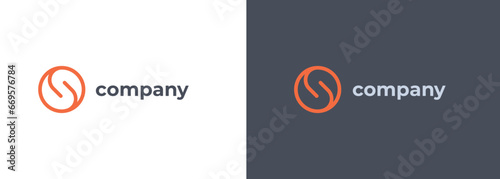 S letter Round Shape logo outline template