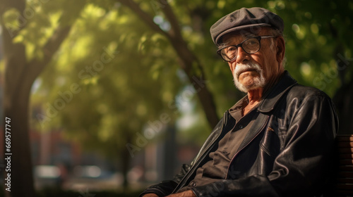 Portrait of happy senior man at park