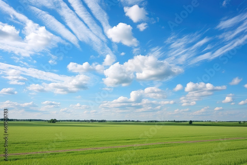 green field and blue sky