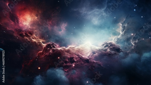 A colorful space filled with stars and clouds