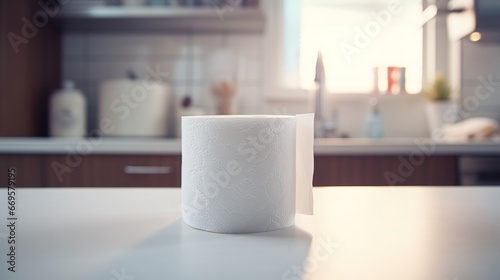A roll of toilet paper sitting on top of a counter