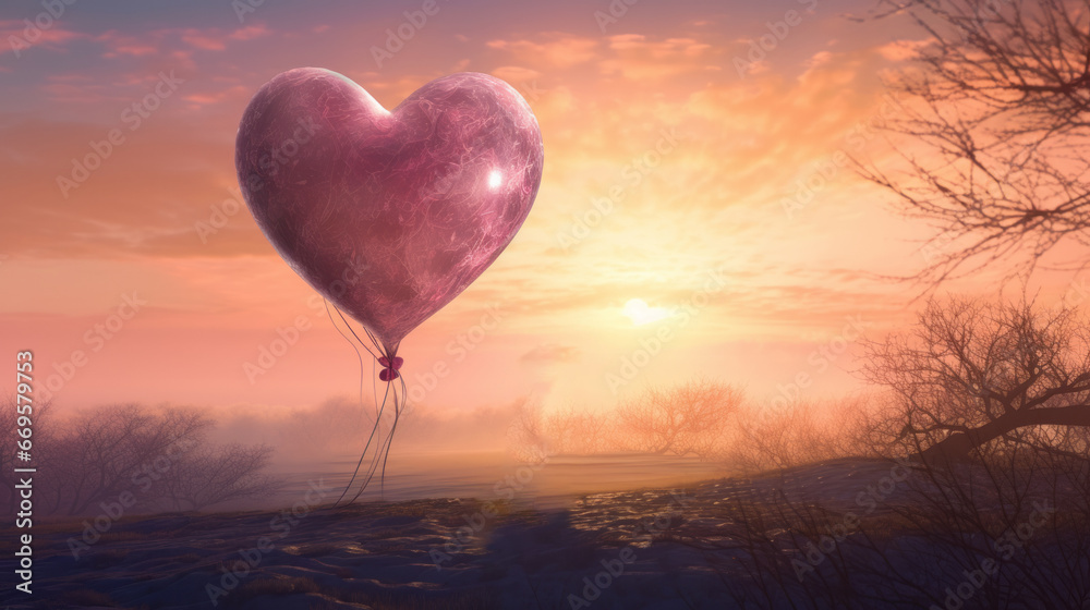 Fototapeta premium A heart shaped balloon floating in the air